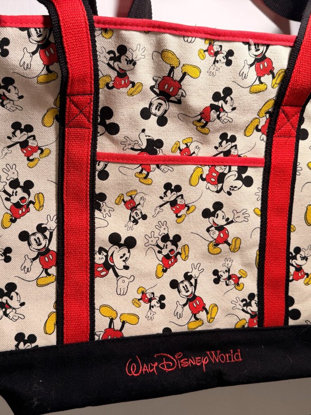 Disney Parks Disney World Canvas Mickey Mouse tote bag Heavy Duty Zipper